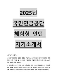 2025년 국민연금공단 체험형 인턴 자기소개서