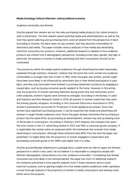 미디어사회학 영문레포트 media sociology - Smythe, Audience Commodity