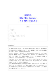 2025년 STM 제조 Operator  직무 합격 자소서
