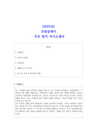 2025년 보험설계사 직무 합격 자기소개서