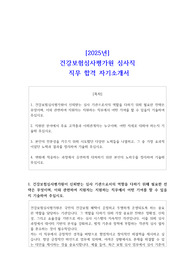 2025년 건강보험심사평가원 심사직 직무 합격 자소서