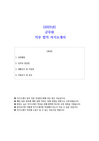 2025년 군무원 직무 합격 자기소개서 - 2편 모음