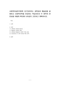 사회복지실천가에게 요구되어지는 과학성과 예술성을 설명하고 사회복지학을 전공하는 학습자로서 두 영역의 전문성을 어떻게 확보해 나아갈지 고민하고 계획하시오.