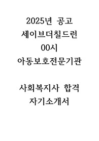 세이브더칠드런 아동보호전문기관 사회복지사 입사 합격 자기소개서 샘플