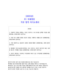 2025년 E1 국내영업 직무 합격 자기소개서
