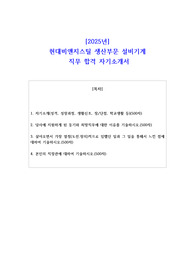 2025년 현대비앤지스틸 생산부문 설비기계 직무 합격 자기소개서