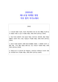 2025년 에스오일 마케팅 영업 직무 합격 자소서