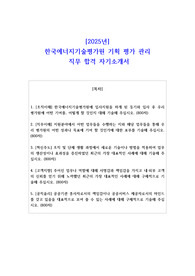 2025년 한국에너지기술평가원 기획 평가 관리 직무 합격 자기소개서