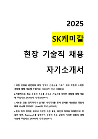 2025 SK케미칼 울산공장 현장 기술직 자기소개서