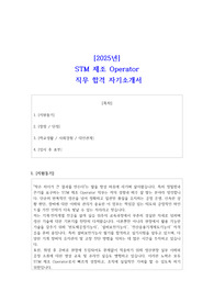 2025년 STM 제조 Operator  직무 합격 자소서