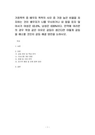 가정폭력 중 배우자 폭력의 사유 중 가장 높은 비율을 차지하는 것이 배우자가 나를 무시하거나 내 말을 듣지 않아서가 여성은 63.6, 남성은 639 퍼센트이다. 만약에 여러분의 경우 위와 같은 이유로 갈등이 생긴다면 어떻게 갈등을 해소할 것인지 갈등 해결 방안을 논하시오.
