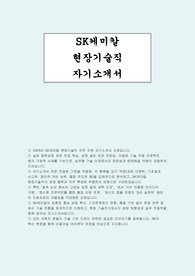 SK케미칼 현장기술직 자소서