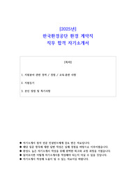 2025년 한국환경공단 환경 계약직 직무 합격 자기소개서