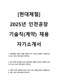 2025년 현대제철 인천공장 기술직 합격 자기소개서