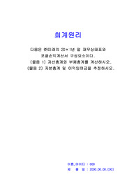 회계원리_다음은 미래의 20?1년 말 재무상태표와 포괄손익계산서 구성요소이다