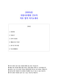 2025년 국립나주병원 간호직 직무 합격 자기소개서