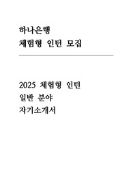 하나은행 인턴 자소서