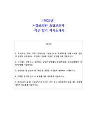 2025년 서울요양원 요양보호사  직무 합격 자기소개서
