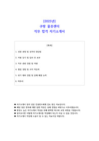 2025년 쿠팡 물류센터 직무 합격 자소서