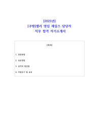 2025년 쿠팡 셀러 영입 세일즈 담당자  직무 합격 자기소개서 - 3편 모음