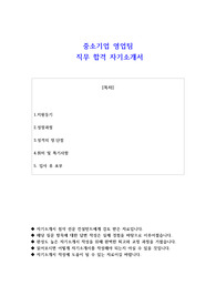 중소기업 영업팀 합격 자기소개서 (사람인 자유양식)