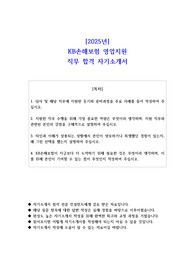 2025년 KB손해보험 영업지원 직무 합격 자소서