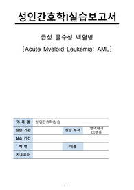 성인간호학I실습 케이스스터디-급성 골수성 백혈병AML, 간호진단 5개, 간호과정 3개