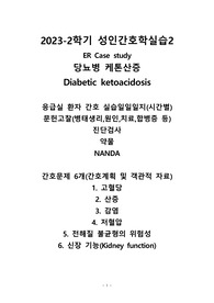 A+ 당뇨병 케톤산증(Diabetic Ketoacidosis) 성인간호학실습 응급실 간호진단 3개, 간호과정1개