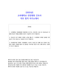 2025년 고려대학교 안암병원 간호사 직무 합격 자소서