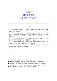 2025년 대구교통공사 직무 합격 자기소개서