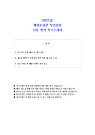 2025년 해양수산부 청년인턴 직무 합격 자소서