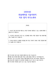 2025년 한솔케미칼 기술지원직 직무 합격 자소서
