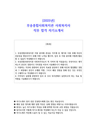 2025년 부송종합사회복지관 사회복지사 직무 합격 자소서