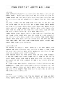 조달청 공무직근로자 사무보조 자기 소개서, 직무수행계획서