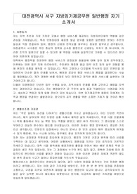 대전광역시 서구 지방임기제공무원 일반행정 자기 소개서, 직무수행계획서