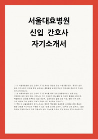 서울대효병원 자소서
