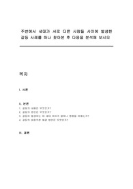 주변에서 세대가 서로 다른 사람들 사이에 발생한 갈등 사례를 하나 찾아본 후 다음을 분석해 보시오