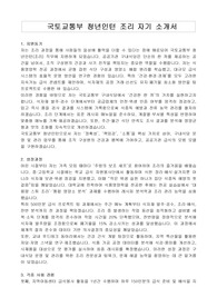 국토교통부 청년인턴 조리 자기 소개서, 직무수행계획서