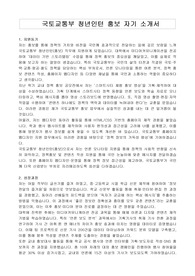 국토교통부 청년인턴 홍보 자기 소개서, 직무수행계획서