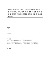 학습자 수준(초급, 중급, 고급)과 주제를 정하고 다른 기능(읽기, 쓰기, 말하기)과 통합 가능한 듣기 연습 활동(듣기 텍스트 포함)을 3가지 만들고 해설을 붙이시오