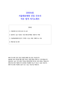 2025년 서울대효병원 신입 간호사 직무 합격 자기소개서