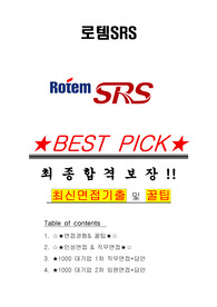 로템SRS 면접기출(최신)+꿀팁[최종합격!] +1000대기업 1차 직무면접 + 2차 임원면접 최종합격자 답안