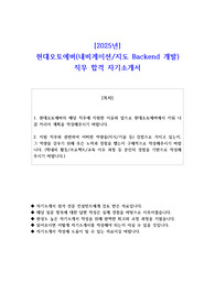 2025년 현대오토에버 자소서 (내비게이션지도 Backend 개발) 직무 합격 자기소개서