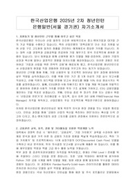 한국산업은행 2025년 2차 청년인턴 은행일반(서울 경기권) 자기소개서, 면접자료