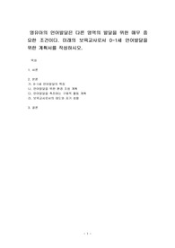영유아의 언어발달은 다른 영역의 발달을 위한 매우 중요한 조건이다. 미래의 보육교사로서 0-1세 언어발달을 위한 계획서를 작성하시오.