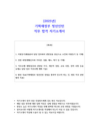 2025년 기획재정부 청년인턴 직무 합격  자기소개서