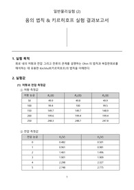 중앙대학교 일반물리실험(2) A+ Ohm의법칙&amp;Kirchhoff의 법칙 결과보고서 2024년 2학기 일물실 옴의 법칙 키르히호프
