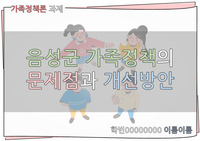 가족정책론_음성군 가족정책의 문제점과 개선방안 ppt
