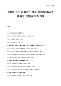 심리학 연구 - 인간의 정서 및 심리적 &#039;멜트다운(Meltdown)&#039;에 대한 신경심리학적 고찰
