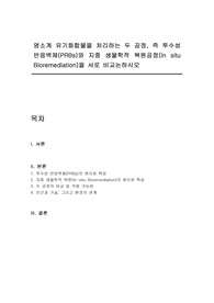 염소계 유기화합물을 처리하는 두 공정, 즉 투수성 반응벽체(PRBs)와 지중 생물학적 복원공정(In situ Bioremediation)을 서로 비교논하시오